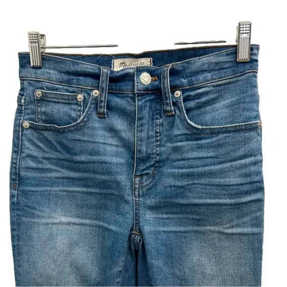 Madewell Cali Demi-Boot Size 25 Jeans Medium Blue Wash Raw Hem Distressed - Picture 4 of 12